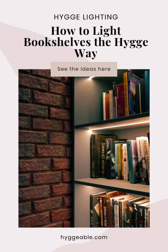 Pinterest pin for the Lighting Bookshelves post